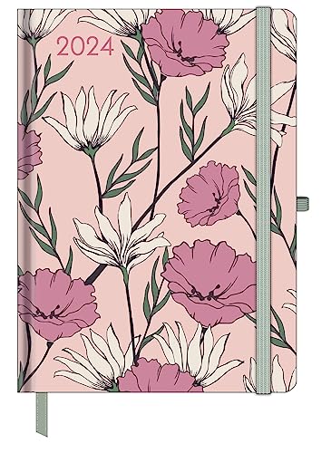 GreenLine Diary Floral 2024 - Buchkalender - Taschenkalender - 16x22 von GreenLine