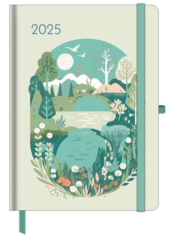 GreenLine - Diary Green Vibes 2025 Buchkalender, 16x22cm, Kalender mit hochwertigem Papier, praktische Alltagsorganisation für persönliches & berufliches Zeitmanagement von GreenLine
