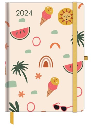 GreenLine Diary Happy Vibes 2024 - Buchkalender - Taschenkalender - 16x22 von GreenLine