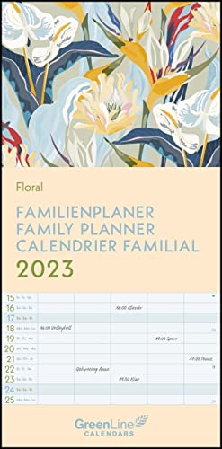 GreenLine Floral 2023 Familienplaner - Familien-Kalender - Kinder-Kalender - 22x45 von GreenLine