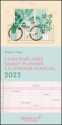 GreenLine Green Vibes 2023 Familienplaner - Familien-Kalender - Kinder-Kalender 22x45 von GreenLine