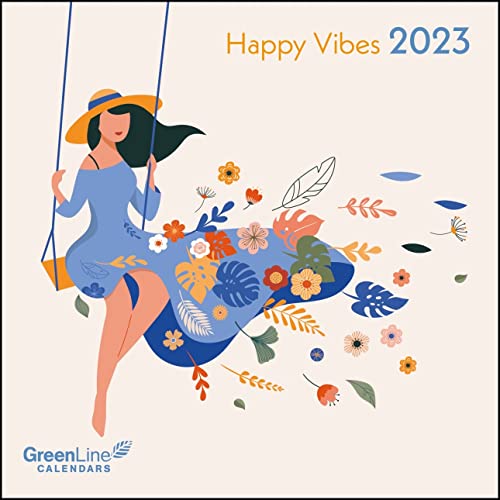 GreenLine Happy Vibes 2023 - Wand-Kalender - Broschüren-Kalender - 30x30 - 30x60 geöffnet (GRID CALENDAR) von GreenLine