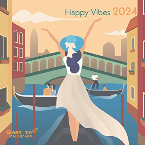 GreenLine Happy Vibes 2024 - Wand-Kalender - Broschüren-Kalender - 30x30 - 30x60 geöffnet von GreenLine