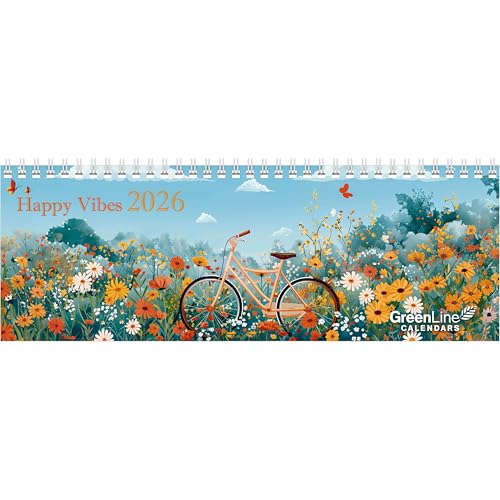 GreenLine Happy Vibes 2026 - Tischquerkalender - Tischkalender - 29,7x10,5 von GreenLine