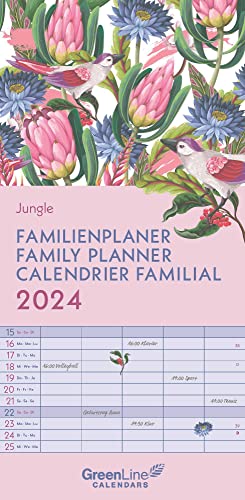 GreenLine Jungle 2024 Familienplaner - Wandkalender - Familien-Kalender - 22x45, Klein von GreenLine