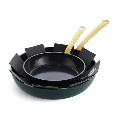 Green Pan Craft 2er Set Bratpfannen mit Keramikbeschichtung in der Farbe Schwarz, Durchmesser: 20cm+28cm, CC005742-001 von GreenPan