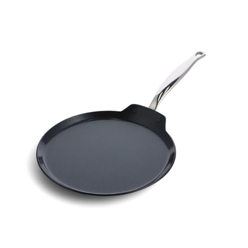 GreenPan Barcelona Hard Anodized Hart Eloxiert Gesunde Keramik Antihaft 28 cm Pfannkuchen Pfanne, Flache Pfanne Griddle, PFAS frei, Edelstahl Griff, Kratzfest, Induktion, Backofen Sicher, Schwarz von GreenPan