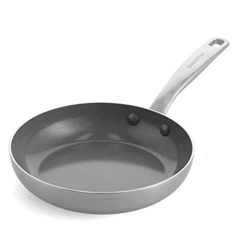 GreenPan Chatham Bratpfanne, dreilagig, Edelstahl, gesunde Keramik, antihaftbeschichtet, 20,3 cm, PFAS-frei, induktionsgeeignet, spülmaschinenfest, silberfarben von GreenPan