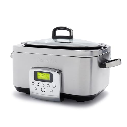 GreenPan Elite 8-in-1 Programmierbarer 6L Slow Cooker Multikocher,Spülmaschinenfester Deckel & Topf,PFAS-freie Gesunde Keramische Antihaftbeschichtung zum Braten,Schmoren,Mit Dampfgareinsatz,Edelstahl von GreenPan