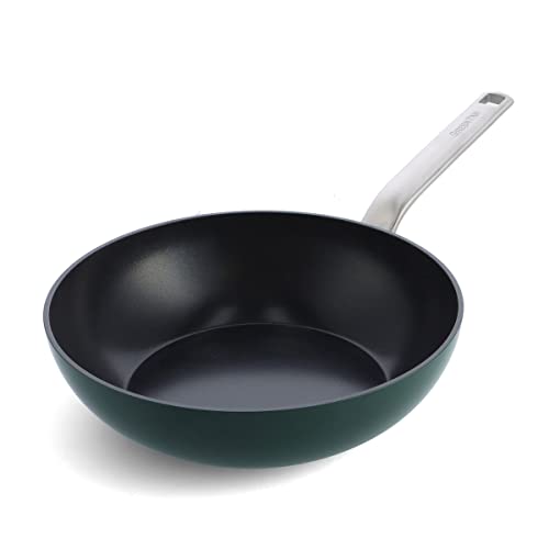 GreenPan Evolution Wokpfanne (28 cm),Hartanodisierte hochwertige gesunde keramische Antihaftbeschichtung, PFAS-frei, induktionsgeeignet, spülmaschinenfest, backofenfest, Tannengrün von GreenPan