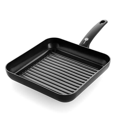 GreenPan Cambridge Rechteckige Grillfpanne (28 cm), gesunde keramische Antihaftbeschichtung, PFAS-frei, induktionsgeeignet, spülmaschinengeeignet, Schwarz von GreenPan