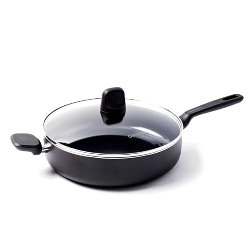 GreenPan Memphis Schmorpfanne 28 cm/4,2 L, Gesunde Keramische Antihaftbeschichtung, PFAS-frei, Induktionsgeeignet, Spülmaschinengeeignet, Backofenfest, Schwarz von GreenPan