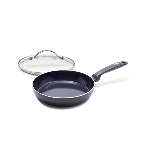 GreenPan Pfanne Bratpfanne Induktion Keramik Beschichtet, Toxinfreies Kochen, Ofen- und Spülmaschinengeeignet mit Universal Glasdeckel für Bratpfanne und Kochtopf mit Edelstahl Griff - 20 cm, Schwarz von GreenPan