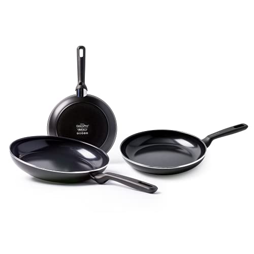 GreenPan, Memphis Keramik Pfannenset, antihaftbeschichtet - 20 cm + 24 cm + 28 cm, Schwarz von GreenPan