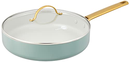 GreenPan Reserve harteloxierte gesunde Keramik-Antihaftbeschichtung, 4QT Sautepfanne, PFAS-frei, spülmaschinenfest, rauchblau von GreenPan