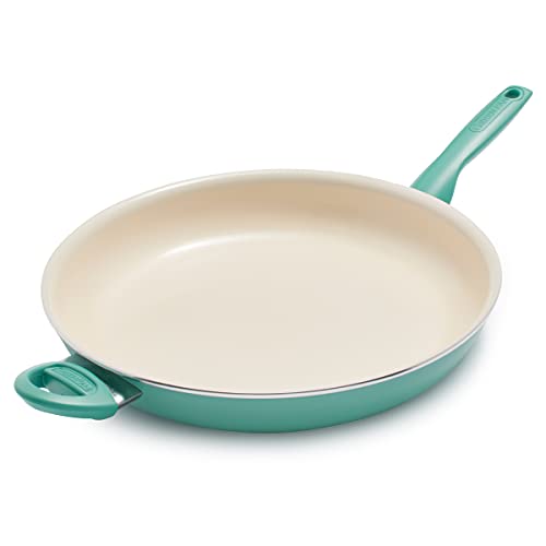 GreenPan Rio Healthy Bratpfanne aus Keramik, antihaftbeschichtet, 34,3 cm, mit Hilfsgriff, PFASfrei, spülmaschinenfest, Türkis von GreenPan