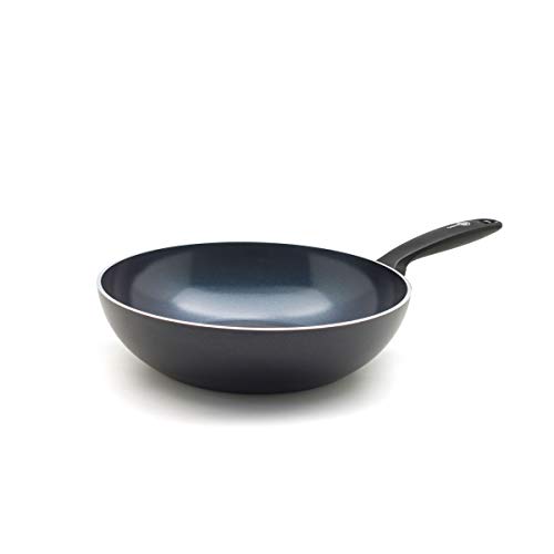 GreenPan Torino Gesunde antihaftbeschichtete Keramik 28cm/3,6 Liter Wok, PFAS frei, Induktion, Backofenfest bis 160°C, Spülmaschinenfest, Schwarz von GreenPan