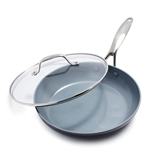 GreenPan Valencia Pro Harteloxierte Gesunde Keramik Anti-Stick 26 cm Bratpfanne mit Deckel, PFAS-frei, Induktion, Spülmaschinenfest, Backofenfest, Grau von GreenPan