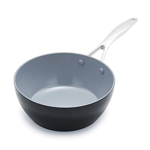 GreenPan Valencia Pro Harteloxierte Gesunde Keramik Antihaft 20 cm / 2 Liter Stielkasserolle, PFAS-frei, Induktion, spülmaschinenfest, backofenfest, grau von GreenPan