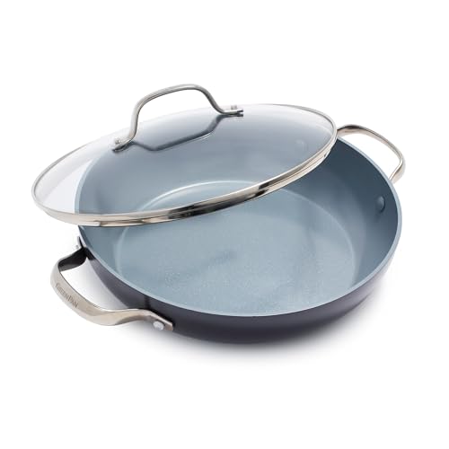 GreenPan Valencia Pro Harteloxierte Gesunde Keramik Antihaft 28 cm Bratpfanne mit Deckel, PFAS-frei, Induktion, spülmaschinenfest, Backofenfest, Grau von GreenPan