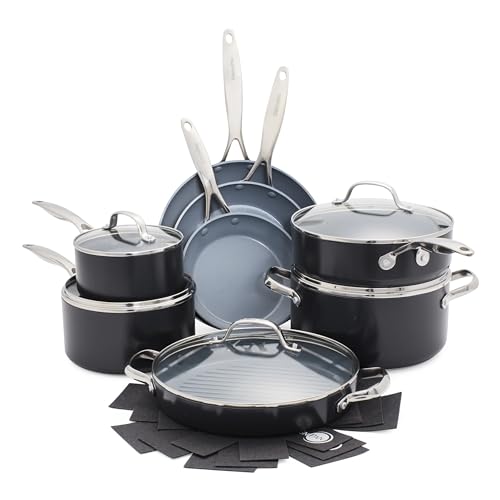 GreenPan Valencia Pro Harteloxiertes, gesundes, keramisches Non-Stick 16-teiliges Topf- und Pfannenset, Kochgeschirrset, PFAS-frei, Induktion, spülmaschinenfest, backofenfest, grau GreenPan Valencia Pro Harteloxiertes, gesundes, keramisches Non-Stick 16-teiliges Topf- und Pfannenset, Kochgeschirrset, PFAS-frei, Induktion, spülmaschinenfest, backofenfest, grau von GreenPan