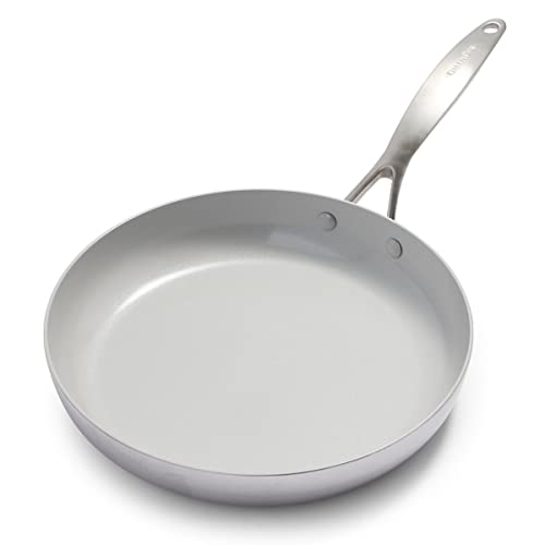 GreenPan Venice Pro Tri-Ply 30cm Bratpfanne, Gesundes Antihaft-Kochgeschirr aus Edelstahl, PFAS-frei, Mehrschichtig, Induktion, Spülmaschinenfest, Backofenfest, Silber von GreenPan