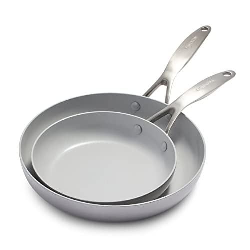GreenPan Venice Tri-Ply 20cm & 26cm Bratpfannen-Set, Gesundes Antihaft-Kochgeschirr aus Edelstahl, PFAS-frei, vatertagsgeschenke für papa, Mehrschichtig, Induktion, Ofen- und spülmaschinenfest, Silber GreenPan Venice Tri-Ply 20cm & 26cm Bratpfannen-Set, Gesundes Antihaft-Kochgeschirr aus Edelstahl, PFAS-frei, vatertagsgeschenke für papa, Mehrschichtig, Induktion, Ofen- und spülmaschinenfest, Silber von GreenPan