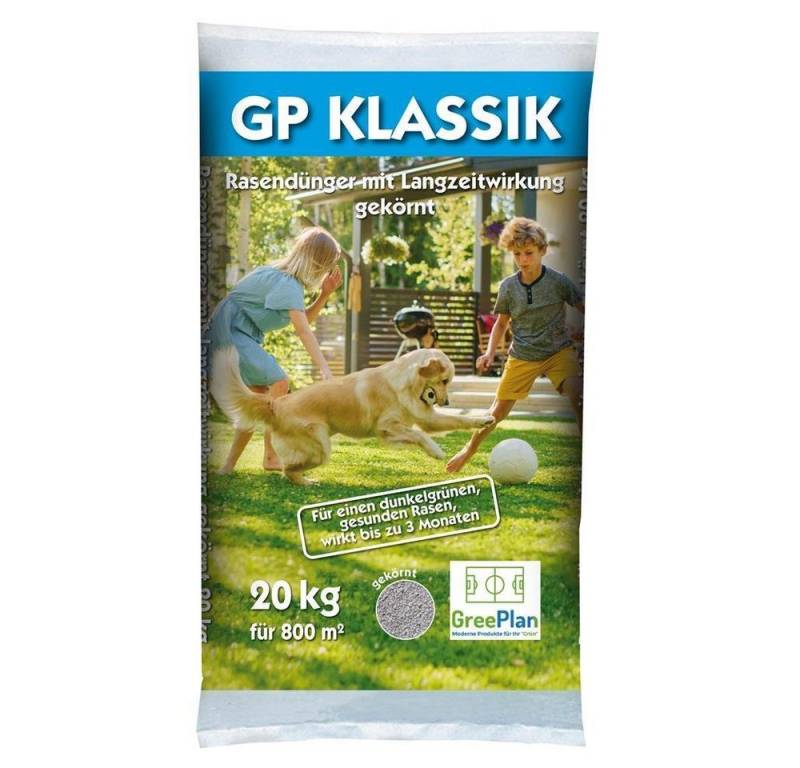 GreenPlan Rasendünger Klassik Rasenlangzeitdünger 20kg 800 m² NPK-Dünger 20+5+8(4)+Fe von GreenPlan