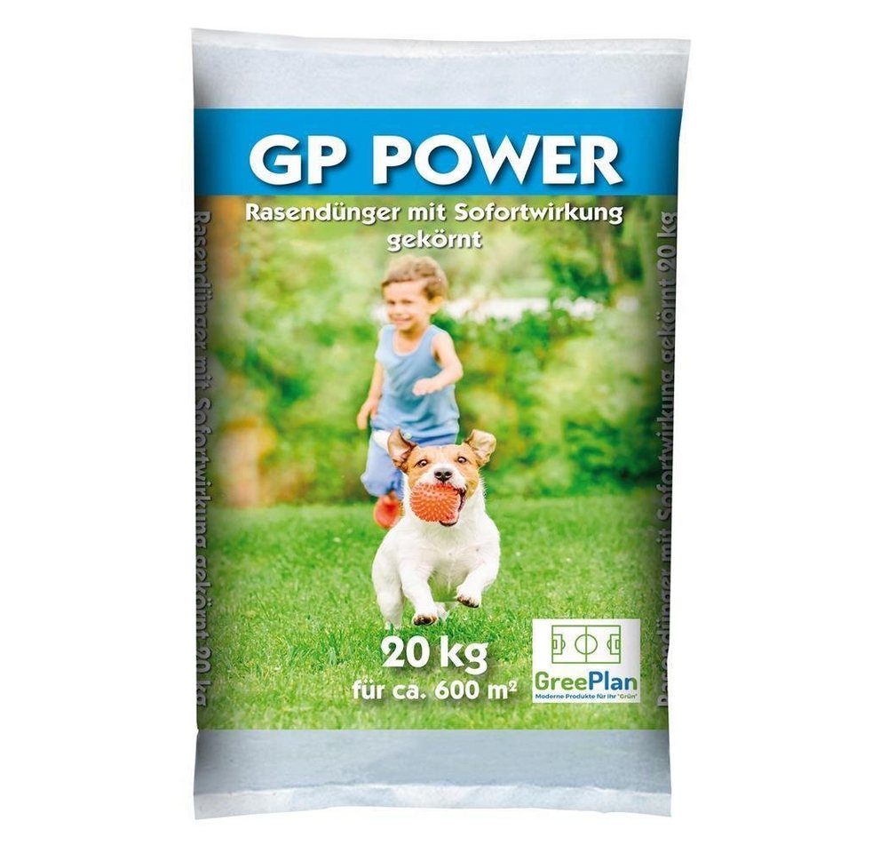 GreenPlan Rasendünger Power mit Sofortwirkung 20kg Sack 300 m² NPK-Dünger 12+5+5(3) von GreenPlan