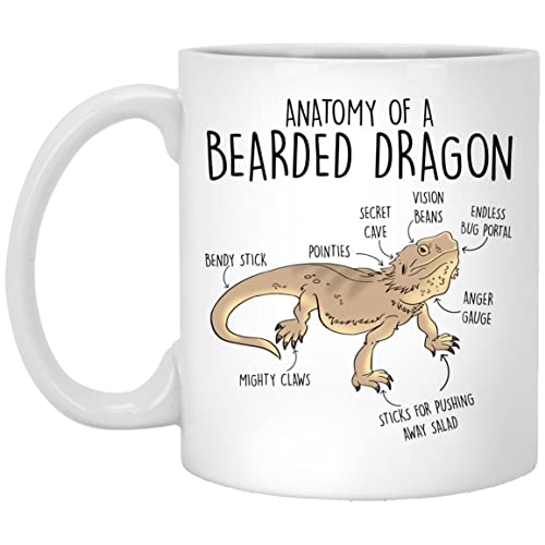 Kaffeebecher mit Bärtendrache, niedliches Reptilien-Geschenk, Bärtiger Drachenliebhaber, lustige Eidechsen-Tasse, Geschenk für ihn, sie, Einweihung, Geburtstag, anatomische Tasse, 325 ml von GreenStar Gifts