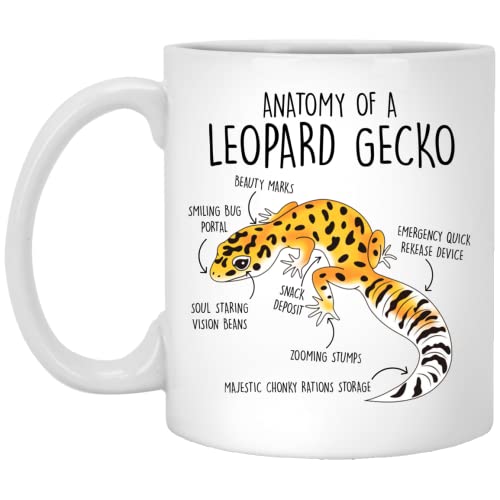 Kaffeetasse mit Leoparden-Gecko-Muster, süßes Reptilien-Geschenk, Gecko-Liebhaber, lustige Eidechsen-Tasse, Geschenk für ihn, sie, Geburtstag, Anatomie, Mutter, Vater, Herpetologin, 325 ml von GreenStar Gifts