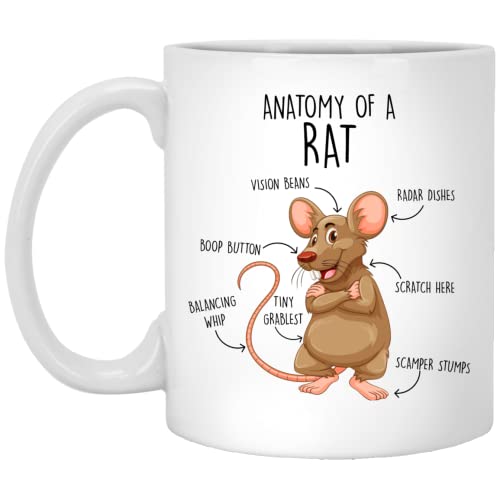 Ratten-Kaffeetasse, süßes Rattengeschenk, Rattenliebhaber, Rattenbecher, Geschenk für sie, ihn, Einweihungsfeier, Geburtstag, Rattendekoration, Rattenmutter, Rattenvater, Maus-Tasse, Anatomie, 313 ml von GreenStar Gifts