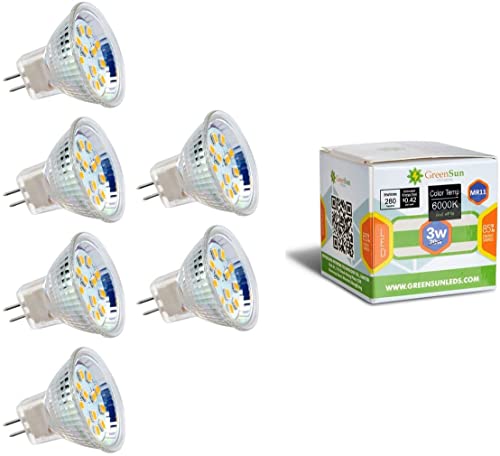 GreenSun LED Lighting 6X AC/DC 12V MR11 GU4 3W 12 * 2835SMD LED Spot Gluehbirne Strahler Lampe Leuchte Warmweiss von GreenSun