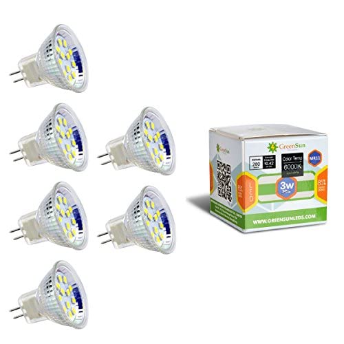 GreenSun LED Lighting 6X AC/DC 12V MR11 GU4 3W 12 * 2835SMD LED Spot Gluehbirne Strahler Lampe Leuchte Kaltweiß von GreenSun LED Lighting