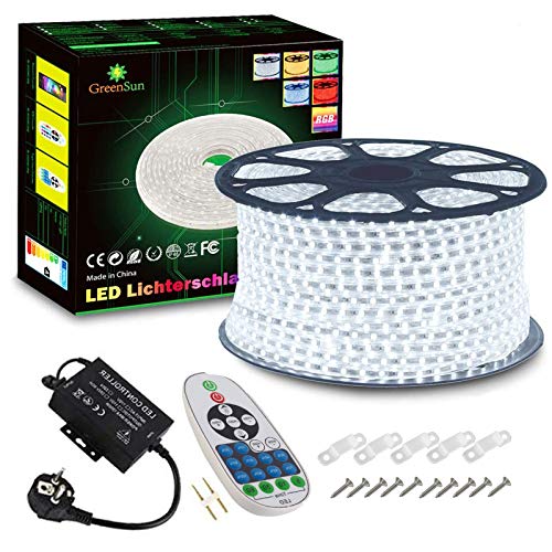 LED Streifen, GreenSun 30M LED Strip Kaltweiß, LED Lichtband, 220V LED Lighting Lichterschlauch Wasserdicht IP65 Lichterkette für Weihnachten Party, Haus, Garten Deko von GreenSun