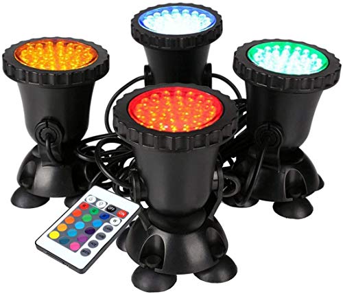 GreenSun Teichbeleuchtung Unterwasser, RGB Spot Licht IP68 Wasserdicht Gartenteich Lampe Fisch Teichlampe mit Fernbedienung von GreenSun