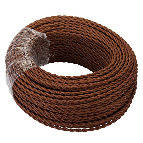 GreenSun Textilkabel 3 adrig - 5 Meter Textilkabel 3 x 0,75 mm² Stoffkabel Lampenkabel Textilummantelung Vintage Stromkabel 3 Polig für DIY Pendelleuchte, Braun von GreenSun