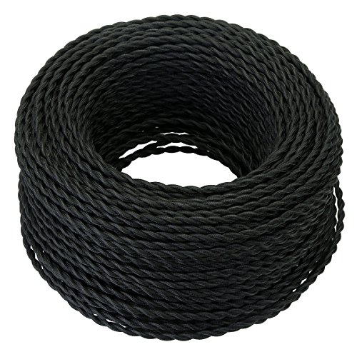 GreenSun Textilkabel 3 adrig - 10 Meter Textilkabel 3 x 0,75 mm² Stoffkabel Lampenkabel Textilummantelung Vintage Stromkabel 3 Polig für DIY Pendelleuchte, Schwarz von GreenSun