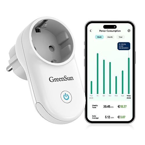 GreenSun WLAN Steckdose Alexa Steckdose Stromzähler für Steckdose WLAN Steckdose mit Strommessung WiFi Steckdose Zeitschaltuhr WLAN Stromverbrauchsmesser VeSync APP kompatibel mit Alexa 16A GreenSun WLAN Steckdose Alexa Steckdose Stromzähler für Steckdose WLAN Steckdose mit Strommessung WiFi Steckdose Zeitschaltuhr WLAN Stromverbrauchsmesser VeSync APP kompatibel mit Alexa 16A von GreenSun