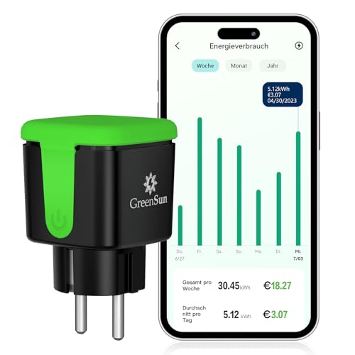 GreenSun WLAN Steckdose Outdoor - Zeitschaltuhr Aussenbereich Stromzähler für Steckdose Zeitschaltuhr Steckdose Außen WLAN Steckdose Aussensteckdose Wasserdicht IP44 Outdoor Steckdose 2,4GHz 16A von GreenSun