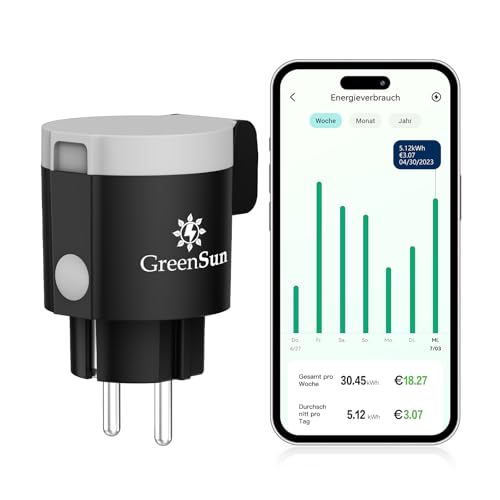 GreenSun WLAN Steckdose Outdoor - Zeitschaltuhr Aussenbereich Stromzähler für Steckdose Zeitschaltuhr Steckdose WLAN Steckdose Outdoor Steckdose VeSync APP Smart Steckdose IP44 Wasserdicht von GreenSun