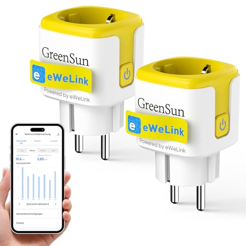 GreenSun WLAN Steckdose Stromzähler Steckdose - Wlan Steckdose mit Strommessung Smart Steckdose Stromzähler für Steckdose mit eWeLink APP Stromverbrauch Zeitschaltuhr Sprachsteuerung mit Alexa 2pc GreenSun WLAN Steckdose Stromzähler Steckdose - Wlan Steckdose mit Strommessung Smart Steckdose Stromzähler für Steckdose mit eWeLink APP Stromverbrauch Zeitschaltuhr Sprachsteuerung mit Alexa 2pc von GreenSun