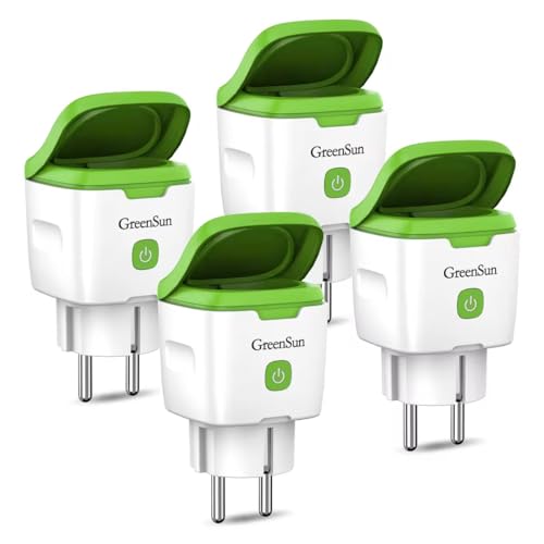 GreenSun Smart Steckdose Wlan Steckdose Zeitschaltuhr Steckdose Stromzähler für Steckdose Alexa Steckdose Smarte Steckdose Wlan Steckdose Outdoor IP44 Wasserfest, VeSync APP, 4 Pack von GreenSun