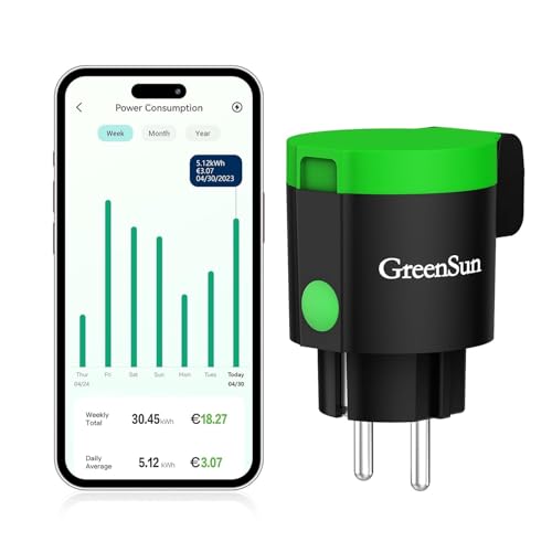 GreenSun WLAN Steckdose Outdoor Alexa - Zeitschaltuhr Aussenbereich VeSync App Zeitschaltuhr Steckdose WLAN Steckdose mit Strommessung Aussensteckdose IP44 Steckdose Stromzähler für Steckdose 2.4G von GreenSun