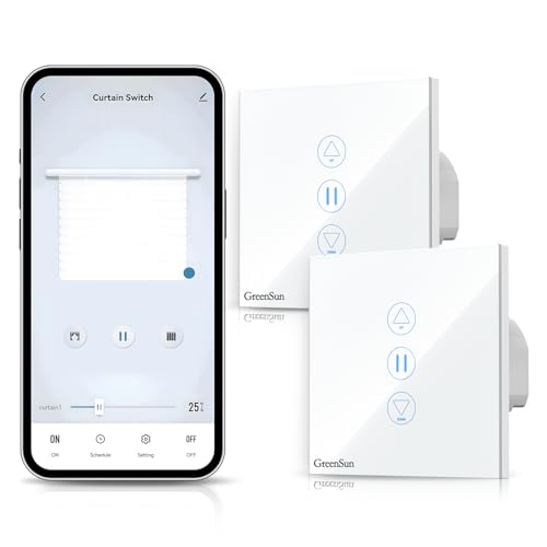 Wlan Rolladenschalter, Rolladenschalter Alexa, Smart Vorhang Schalter Kompatibel mit Alexa und Google Home, Fernbedienung mit Tuya/SmartLife APP, 2PCs von GreenSun