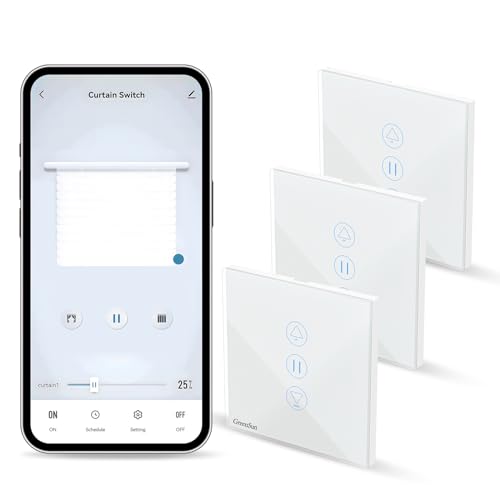Wlan Rolladenschalter, Rolladenschalter Alexa, Smart Vorhang Schalter Kompatibel mit Alexa und Google Home, Fernbedienung mit Tuya/SmartLife APP, 3PCs von GreenSun