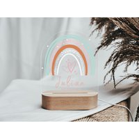 Personalisierte Led Kinderzimmerlampe, Baby Nachtlicht, Geschenk Geburt Mädchen, Nachtlicht Kinder, Geburtsgeschenk, Regenbogen von GreenTabella