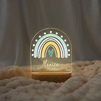 Led Baby Nachtlicht, Personalisierte Regenbogen Namenslampe, Taufgeschenk Für Jungen Und Mädchen, Nachttisch Dimmbares Warmes Nachtlicht von GreenTabella