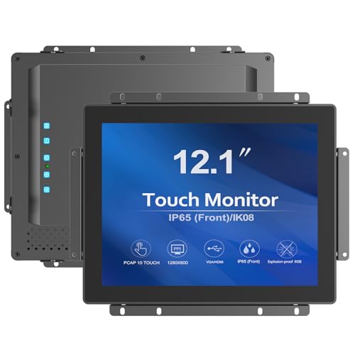 GreenTouch 12,1 Zoll 1000 Nits Hochhelligkeitsdisplay Kapazitiver Touchscreen Open Frame LCD-Touchscreen-Monitor - Vorderseite IP65 und IK08-1024 x 768 - Schwarz von GreenTouch