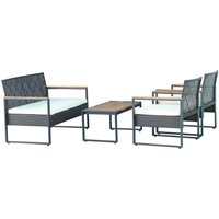 4tlg. Gartenmöbel-Set Bistrotisch mit 2 Stühlen und 1 Bank in Rattanoptik von GreenYard